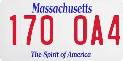 MA license plate 170OA4