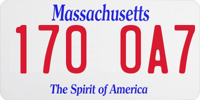 MA license plate 170OA7