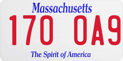 MA license plate 170OA9