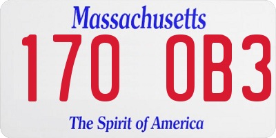 MA license plate 170OB3