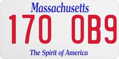 MA license plate 170OB9