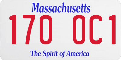 MA license plate 170OC1