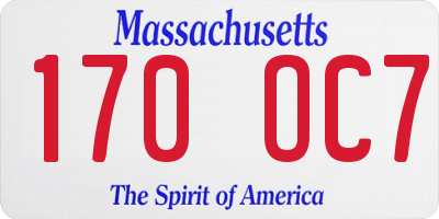 MA license plate 170OC7