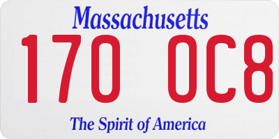 MA license plate 170OC8