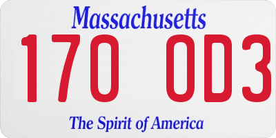MA license plate 170OD3