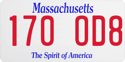 MA license plate 170OD8