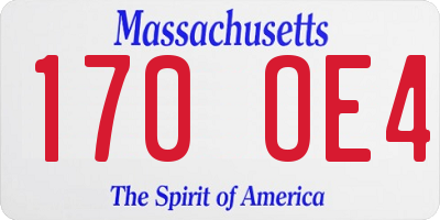 MA license plate 170OE4