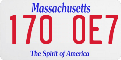 MA license plate 170OE7