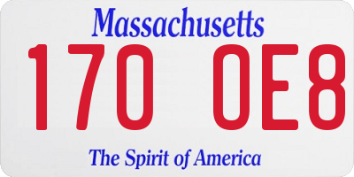 MA license plate 170OE8