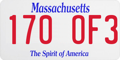 MA license plate 170OF3