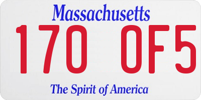 MA license plate 170OF5