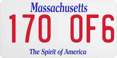 MA license plate 170OF6