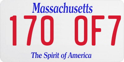 MA license plate 170OF7