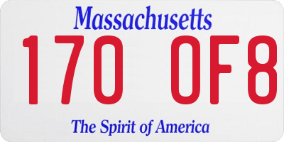 MA license plate 170OF8