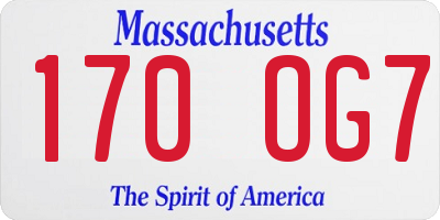MA license plate 170OG7