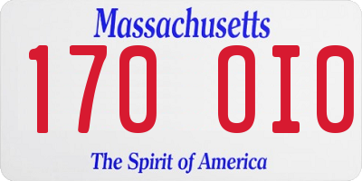 MA license plate 170OI0