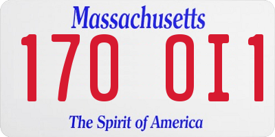 MA license plate 170OI1