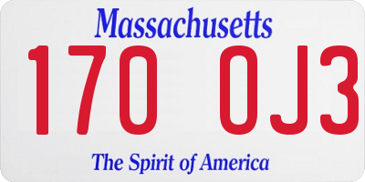 MA license plate 170OJ3