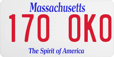 MA license plate 170OK0