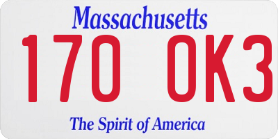 MA license plate 170OK3
