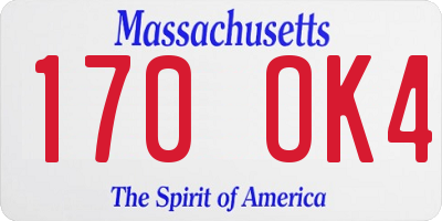 MA license plate 170OK4