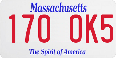 MA license plate 170OK5