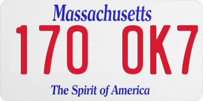 MA license plate 170OK7