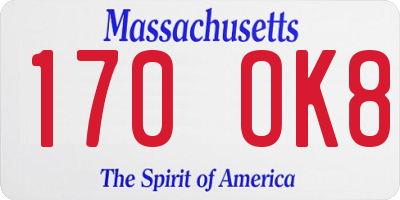 MA license plate 170OK8