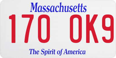 MA license plate 170OK9