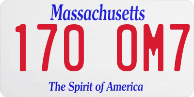 MA license plate 170OM7