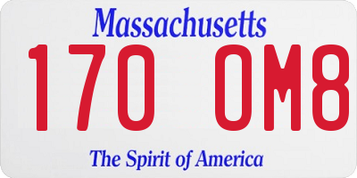 MA license plate 170OM8