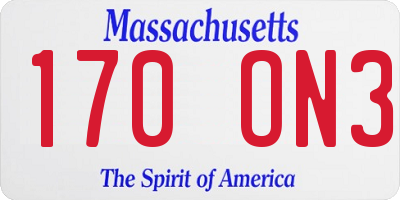 MA license plate 170ON3