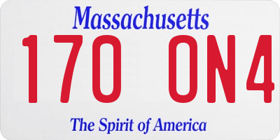 MA license plate 170ON4