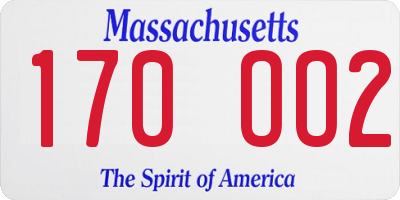 MA license plate 170OO2