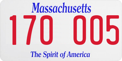 MA license plate 170OO5