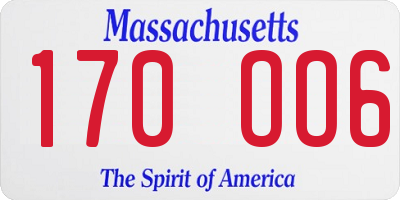 MA license plate 170OO6