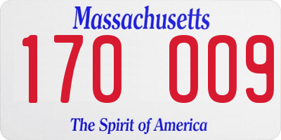 MA license plate 170OO9