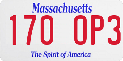 MA license plate 170OP3