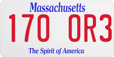 MA license plate 170OR3