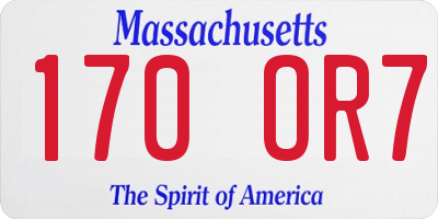 MA license plate 170OR7