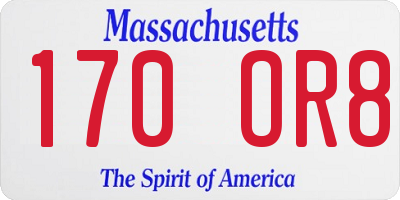 MA license plate 170OR8