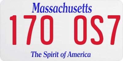 MA license plate 170OS7