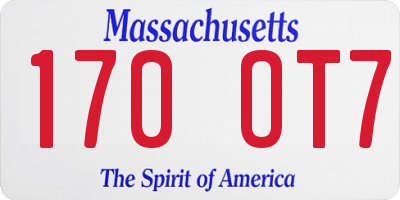 MA license plate 170OT7
