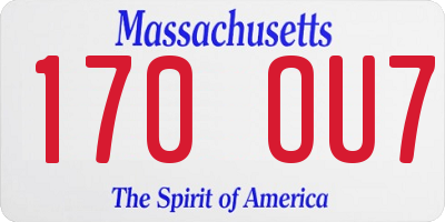 MA license plate 170OU7