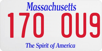 MA license plate 170OU9
