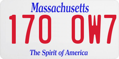 MA license plate 170OW7