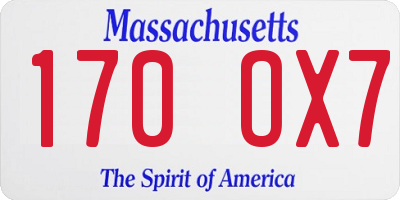 MA license plate 170OX7