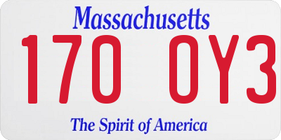 MA license plate 170OY3