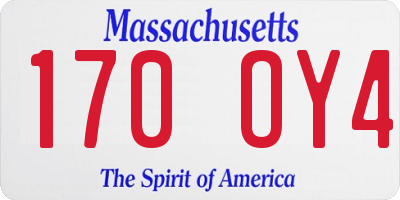 MA license plate 170OY4