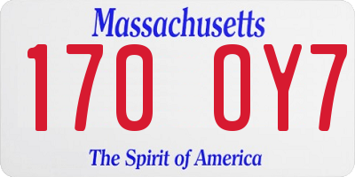 MA license plate 170OY7